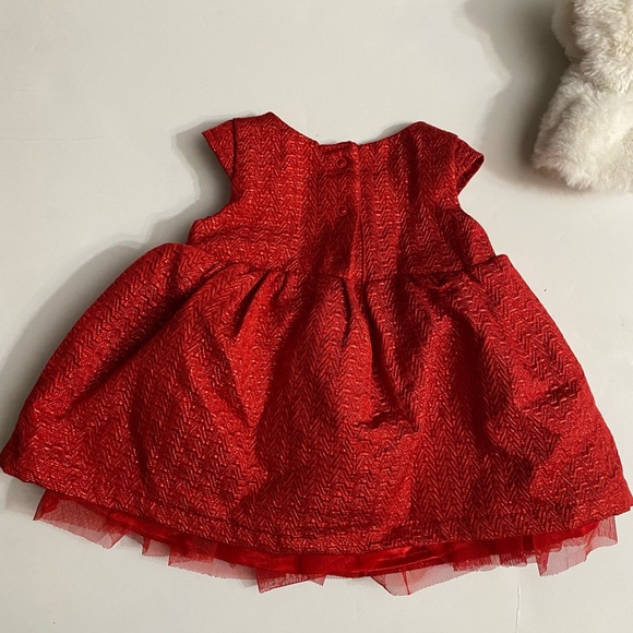 Cat & Jack Infant Girls Red Sparkle Bow Christmas Party Dress jacket - Picture 10 of 16